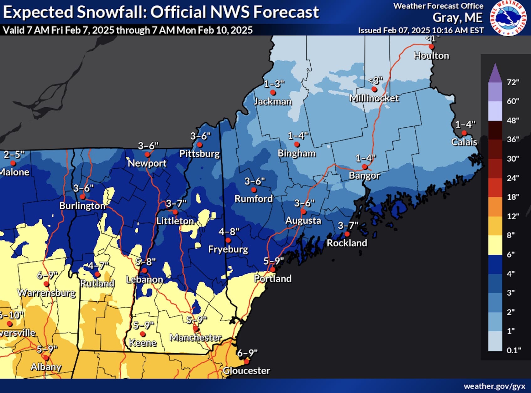 Official NWS Expected Snowfall Forecast.