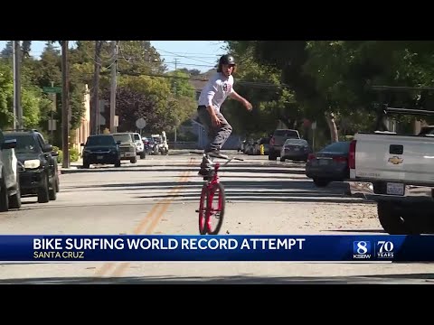 Santa Cruz man breaks &#039;bike surfing&#039; world record