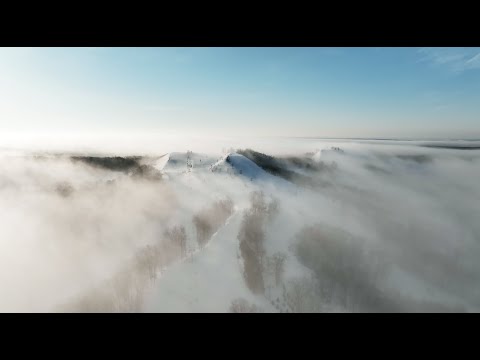Cinematic Drone Flight Through The Fog