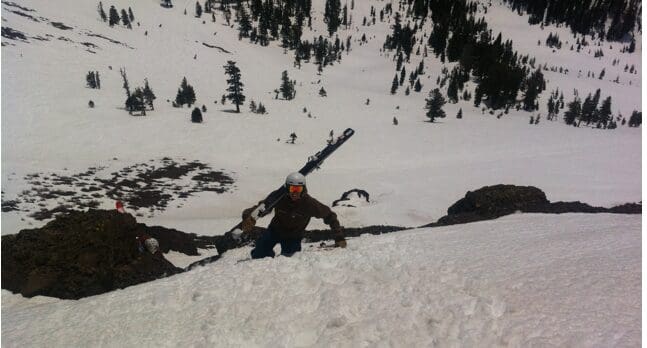 hiking squaw valley with skis snow winter