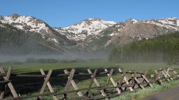 Squaw Valley, Mist, Meadow, Fence