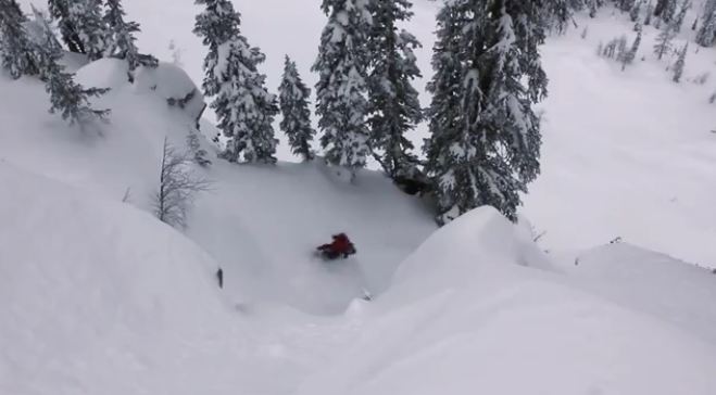 sidecountry snowboarder