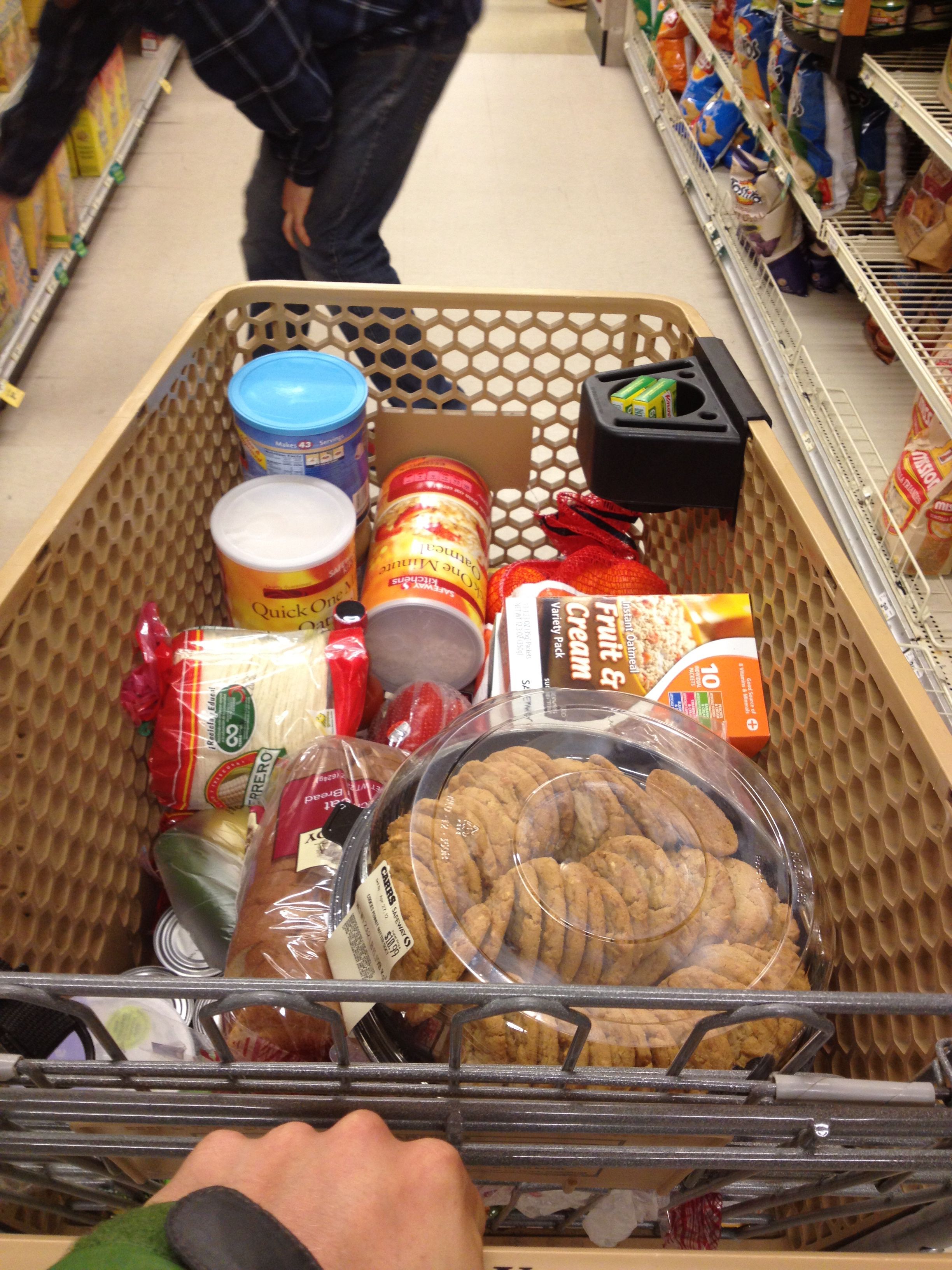 Getting stocked. Oatmeal, tortillas, bread, and lots of cookies