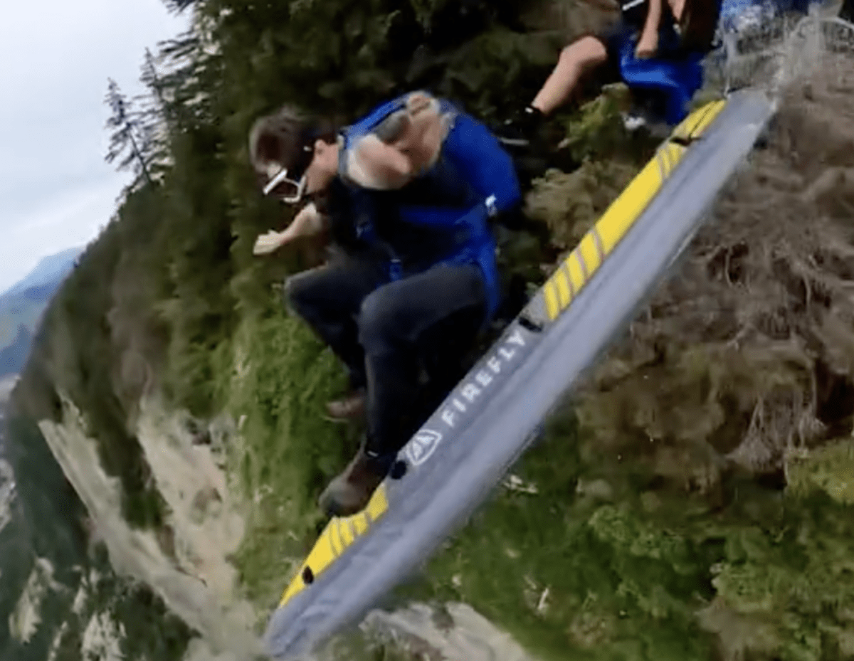 BASE Jumper Nearly Fails To Deploy Parachute In Kayak Stunt