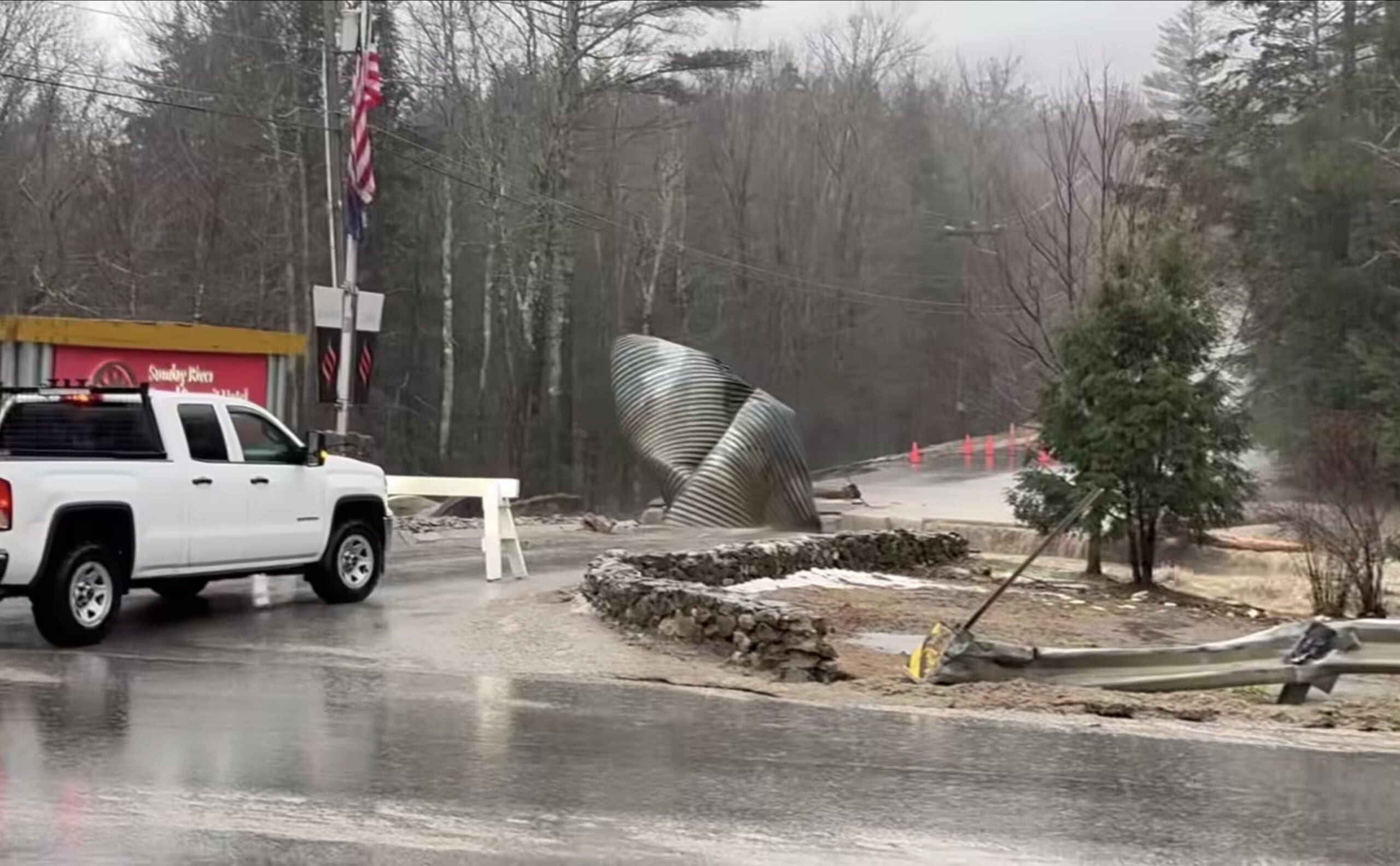 WATCH: One Of Sunday River's Roads Washes Out Due To Heavy Rain ...
