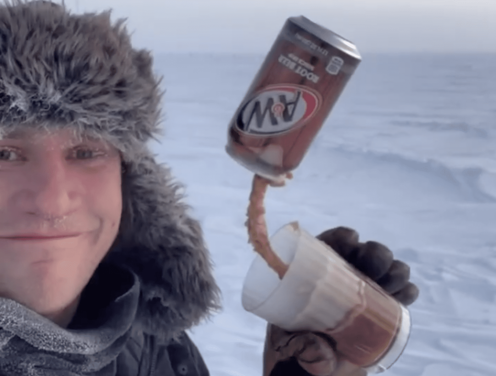 Root Beer Freezes MidPour In Bitter Antarctic Temperatures