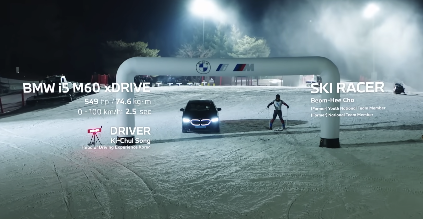 VIDEO: Former Champion Skier Races BMW i5 M60 Down Korean Ski Resort