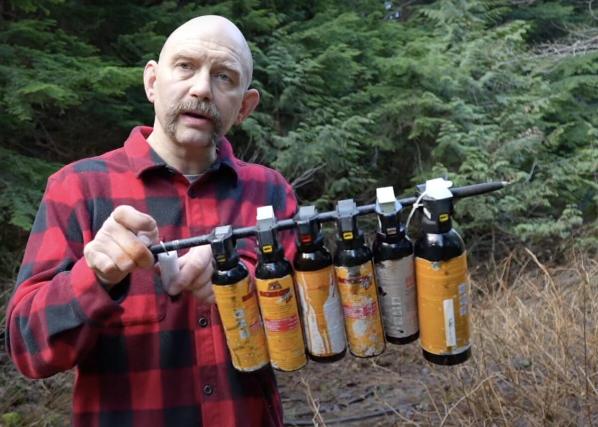 10 year old bear spray tested for effectiveness.