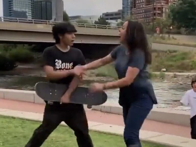 A video went viral showing a woman throwing an 11-year-old's skateboard into the South Platte River near Confluence Park in Denver.