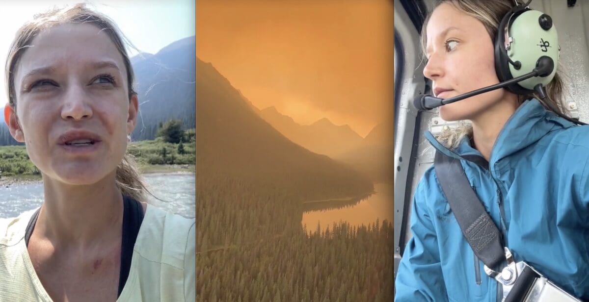 Hiker helicopter wildifre evacuation @ Jasper National Park