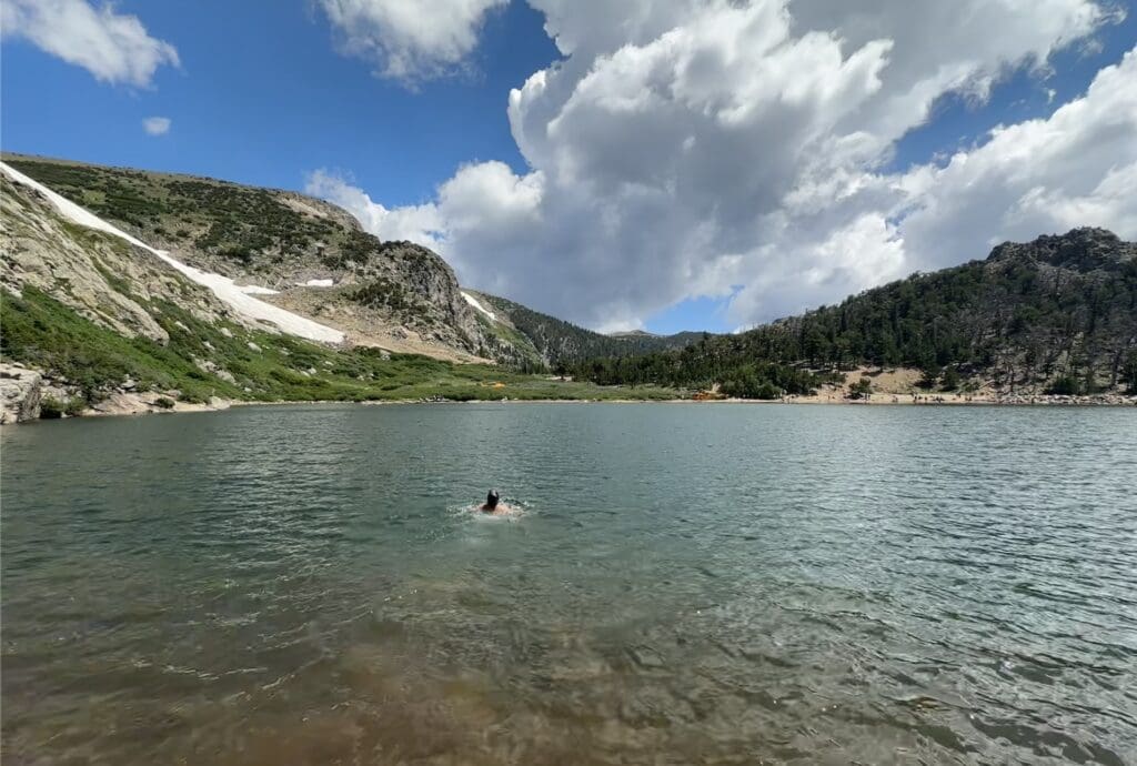 Swimming in the St. Mary's mountain lake.