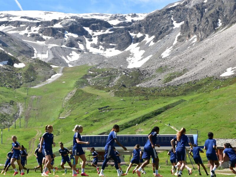 Olympique Lyonnais women's team is prepares with a high-altitude training camp in Tignes