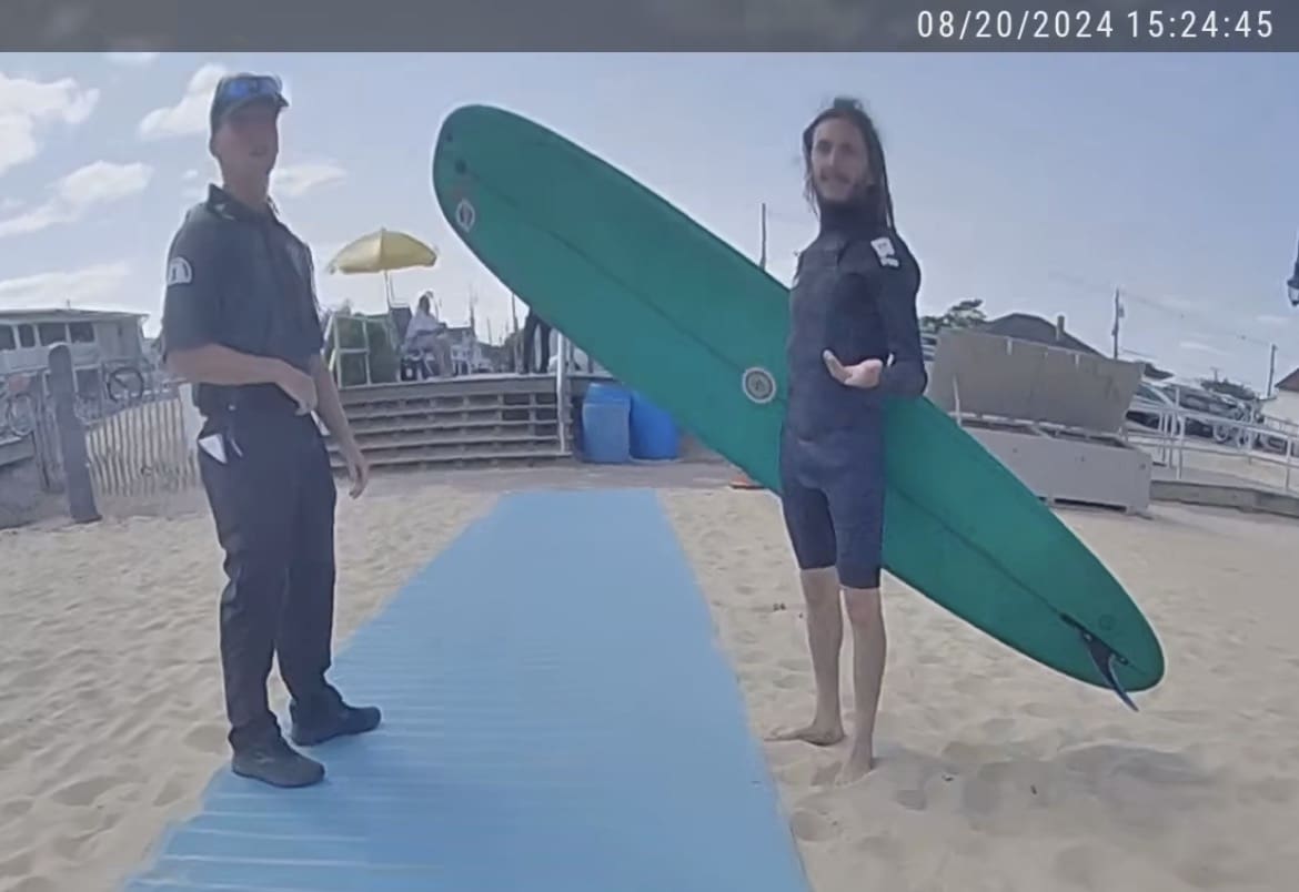 Body cam footage released of surfer's arrest in New Jersey that went viral