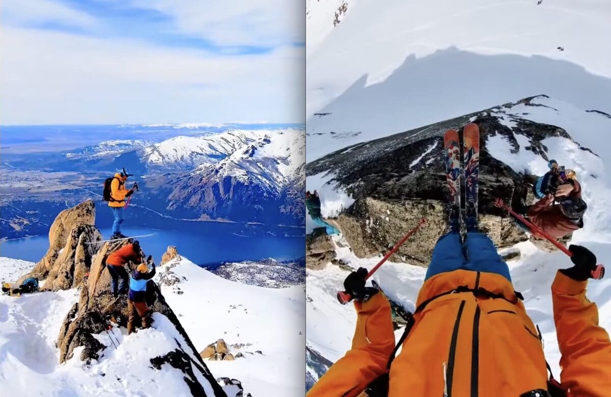 Rock wall skiing in Bariloche, Argentina.