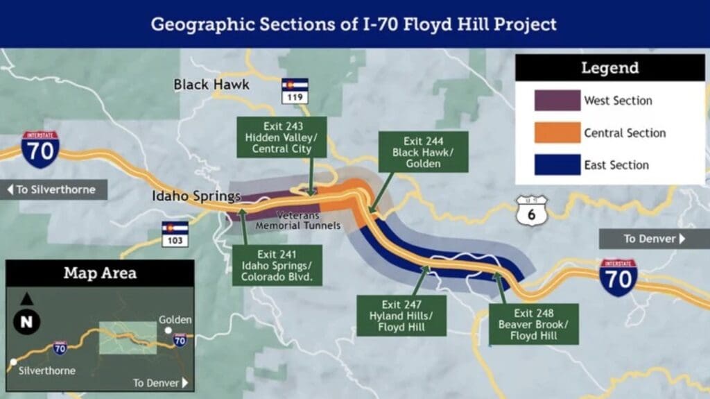 Project phases on the Floyd Hill Project.