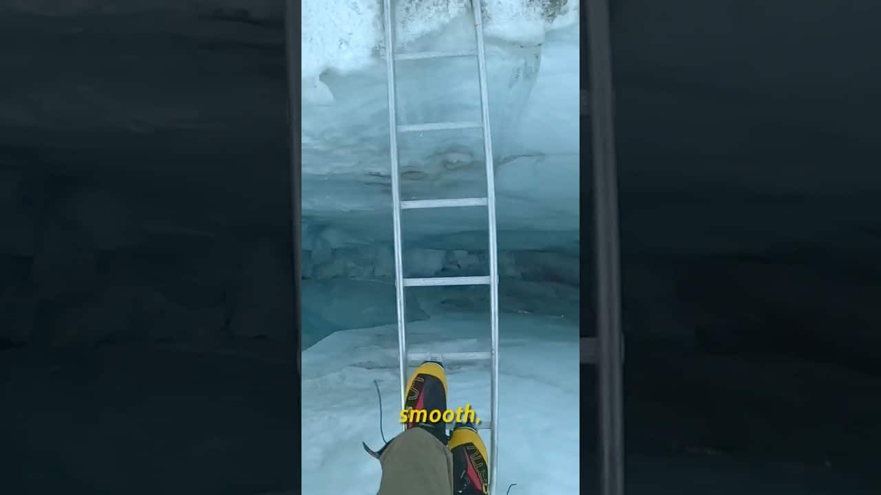 Watch Sketchy Jumping Over A Deep Crevasse In Mount Everest's