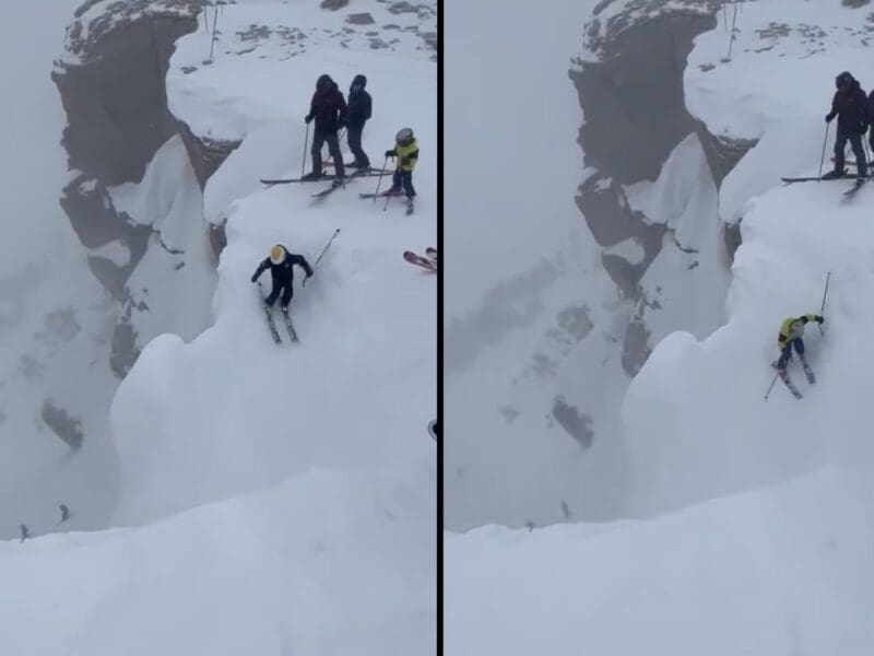 6-year-old & 8-year-old ski Corbet's Couloir.