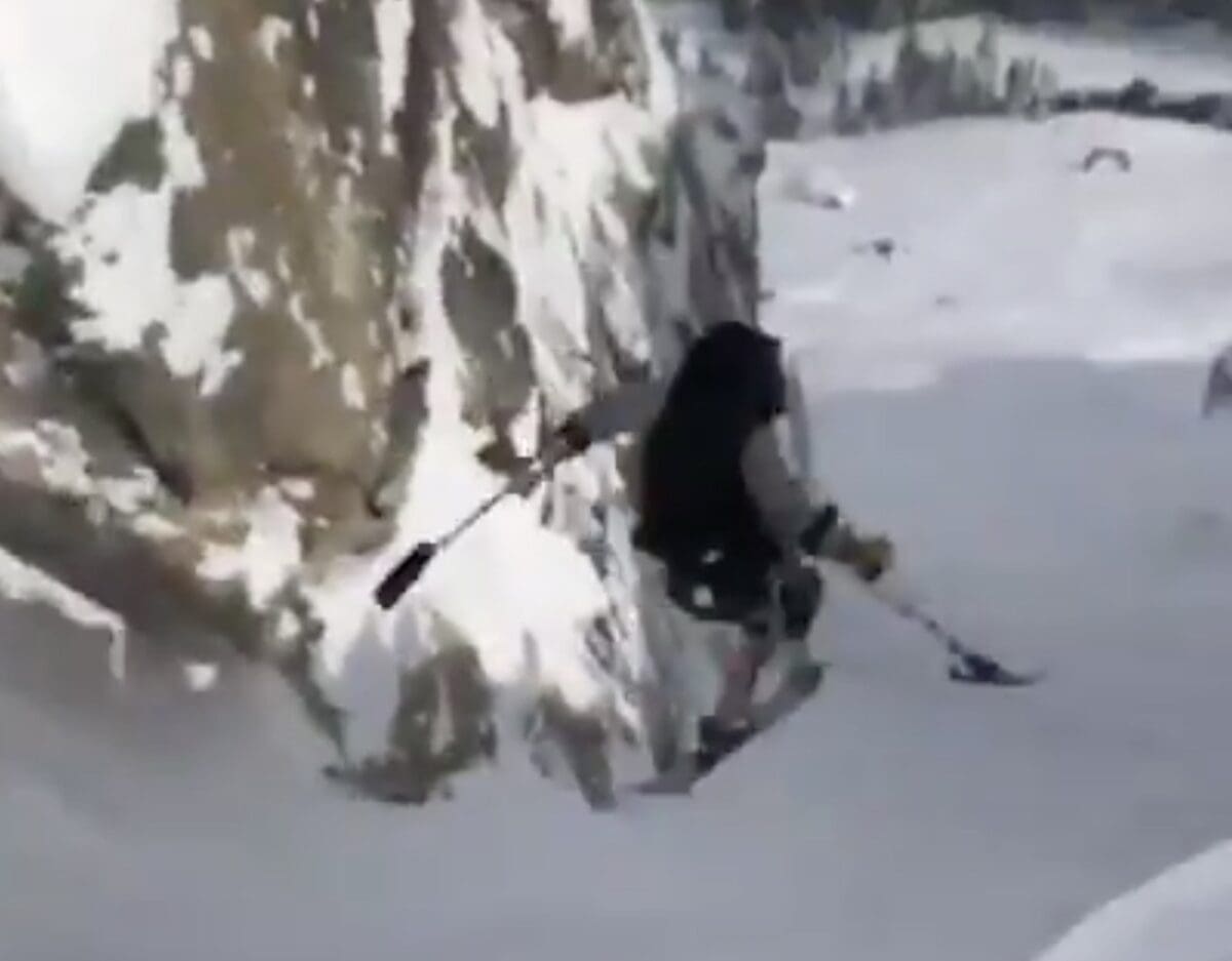 Trevor Kennison sends Corbet's Couloir.