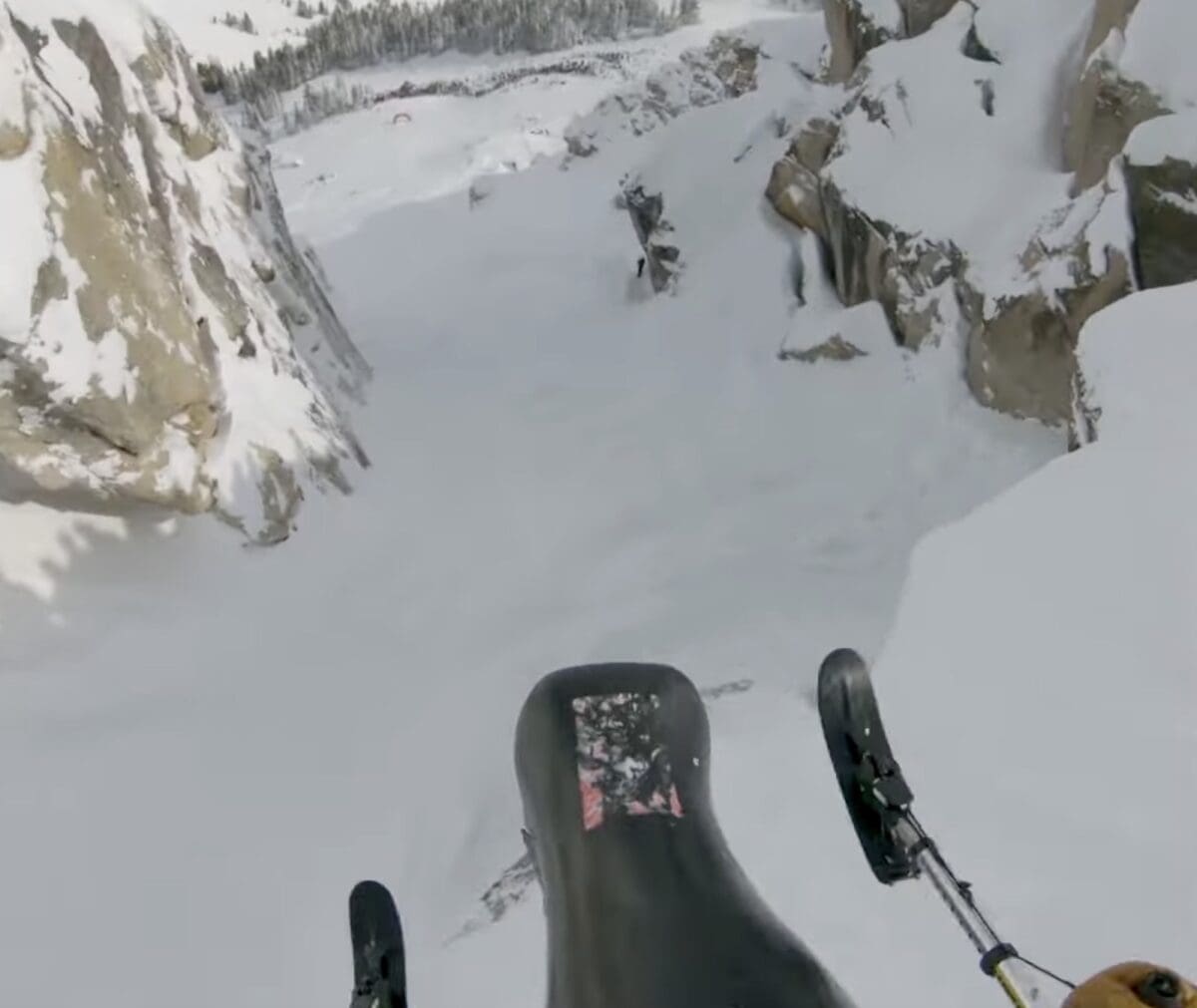 Corbet's Couloir sit-ski send.