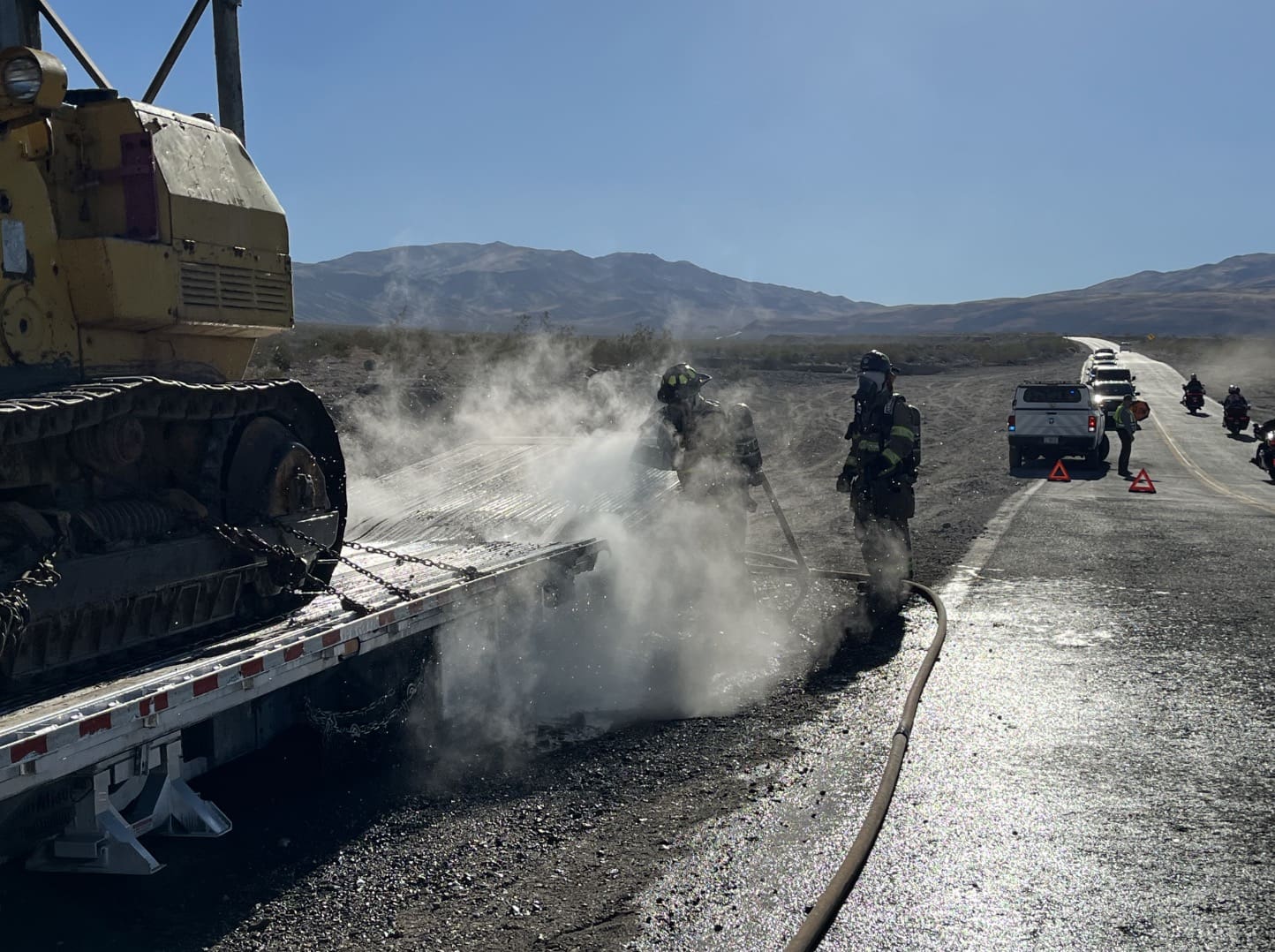 Trailer fire in Death Valley National Park.
