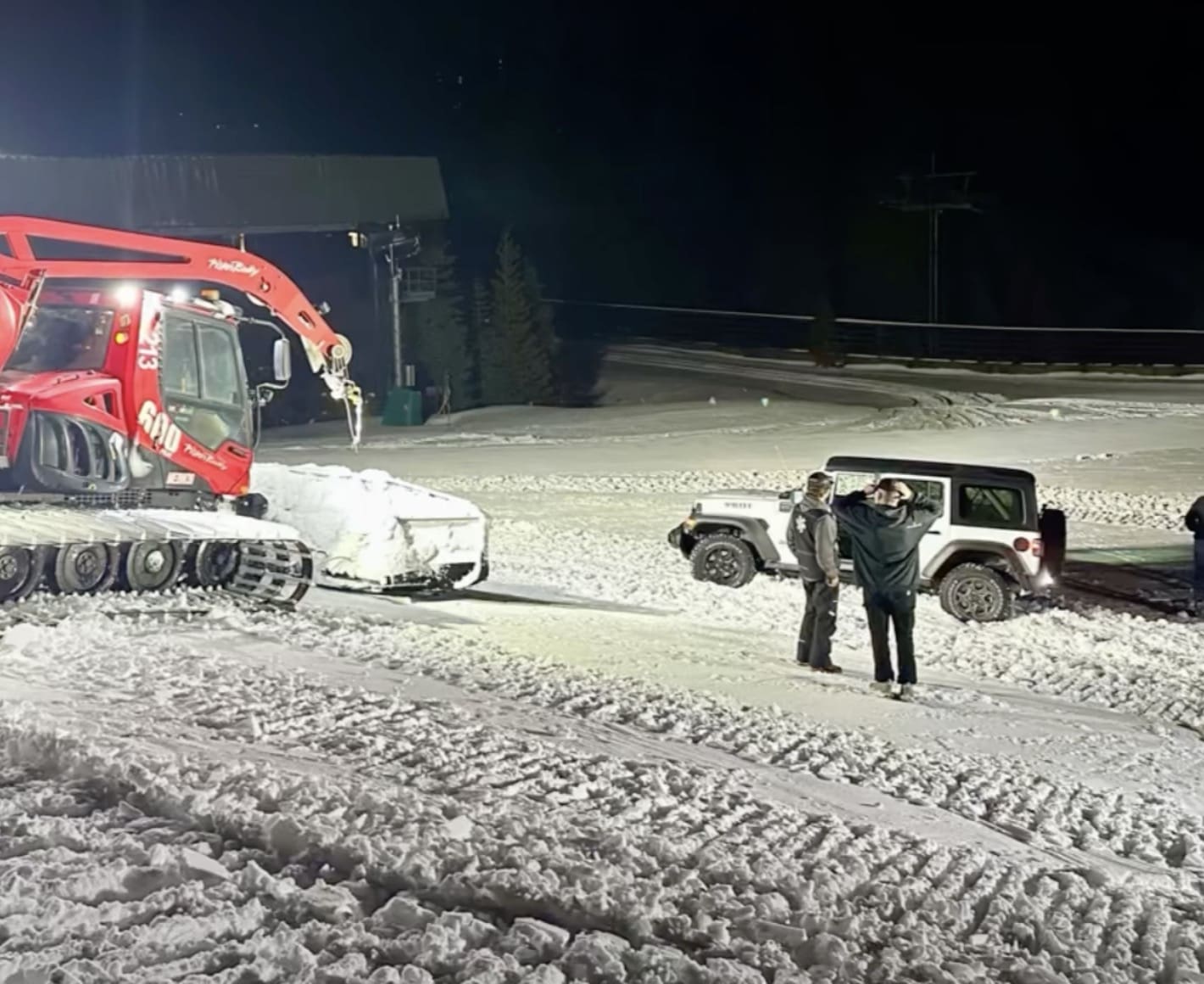 Jeep stuck on the slopes of Northstar.