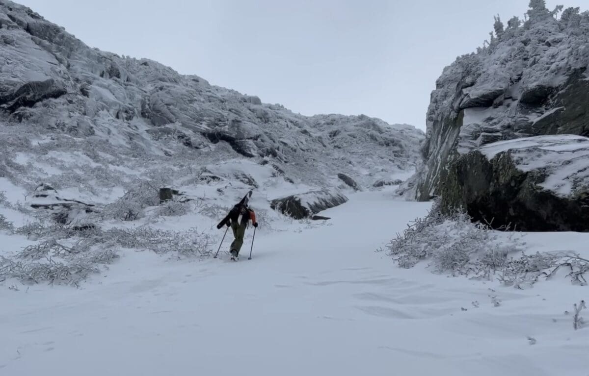 Hiking up Tuckerman Ravine.