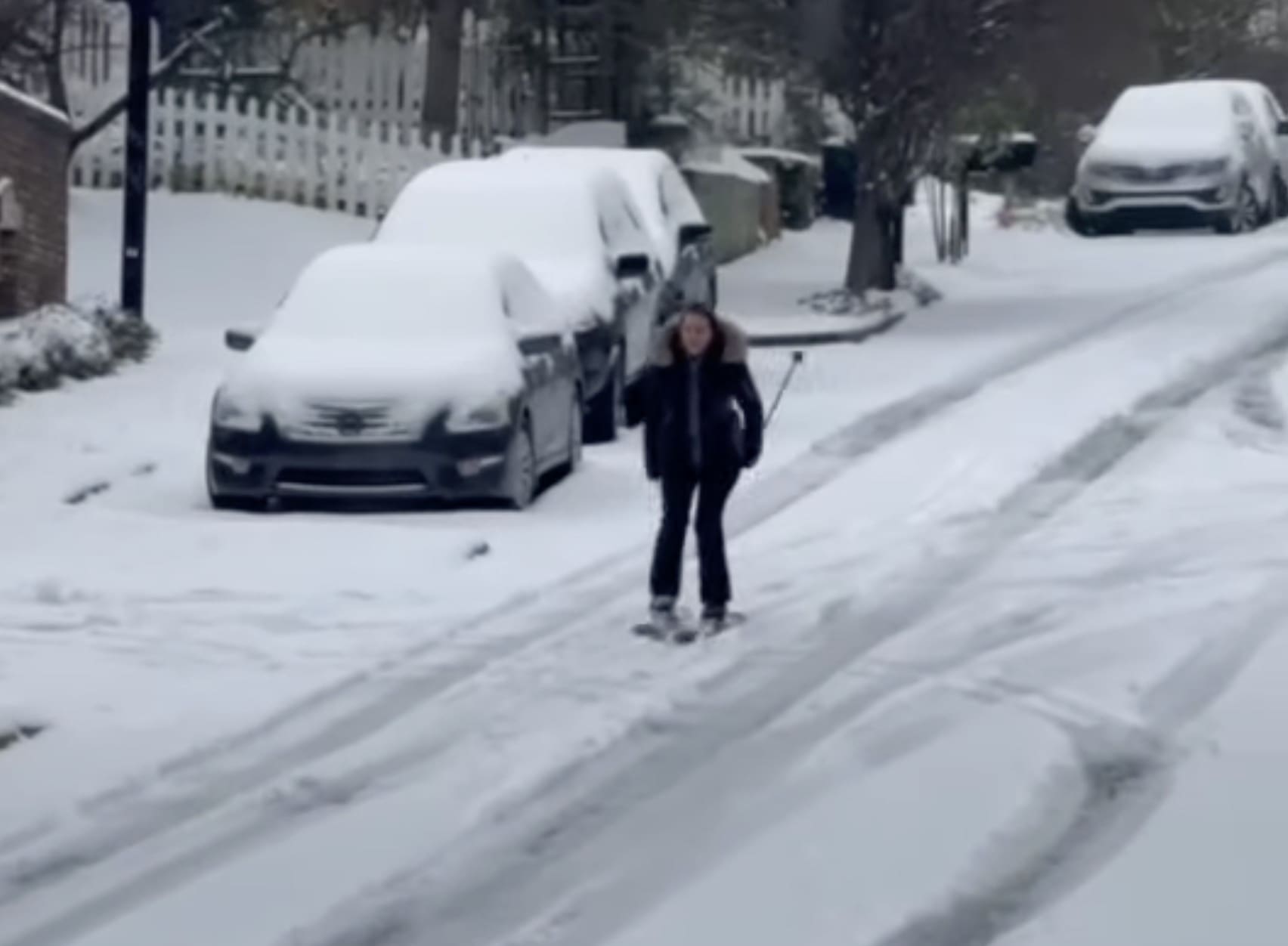 Skier Hits The Streets of Atlanta, After Massive Winter Storm