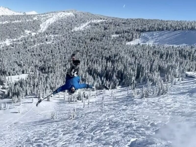 Trevor Kennison throws an enormous backflip.