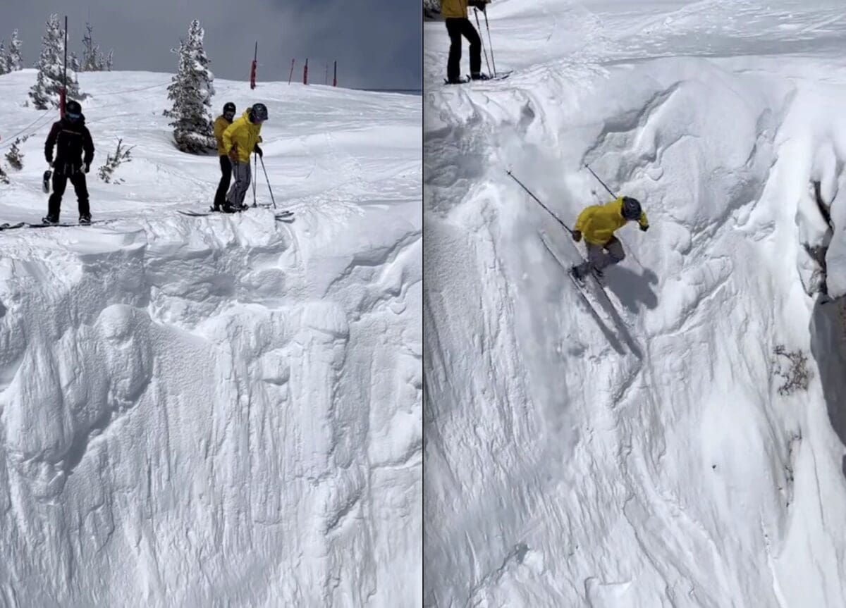 Skier masterfully sends Corbet's Couloir.