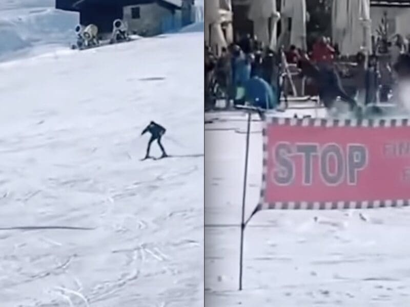 Skier wipeout.