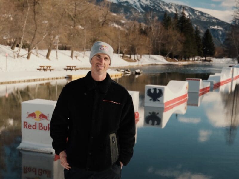 Floating snowboard pump track.