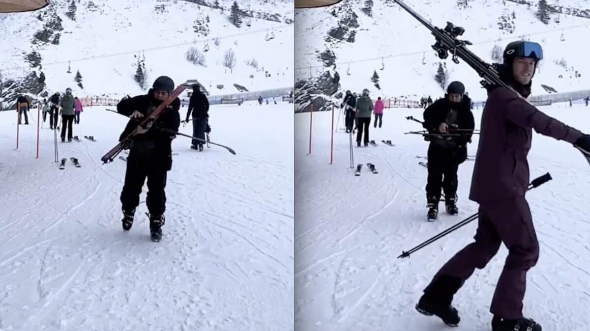 How to carry your skis.