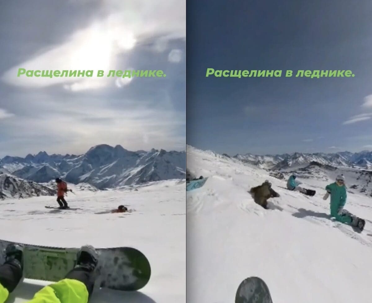 Hidden Crevasse Quickly Swallows Multiple Snowboarders