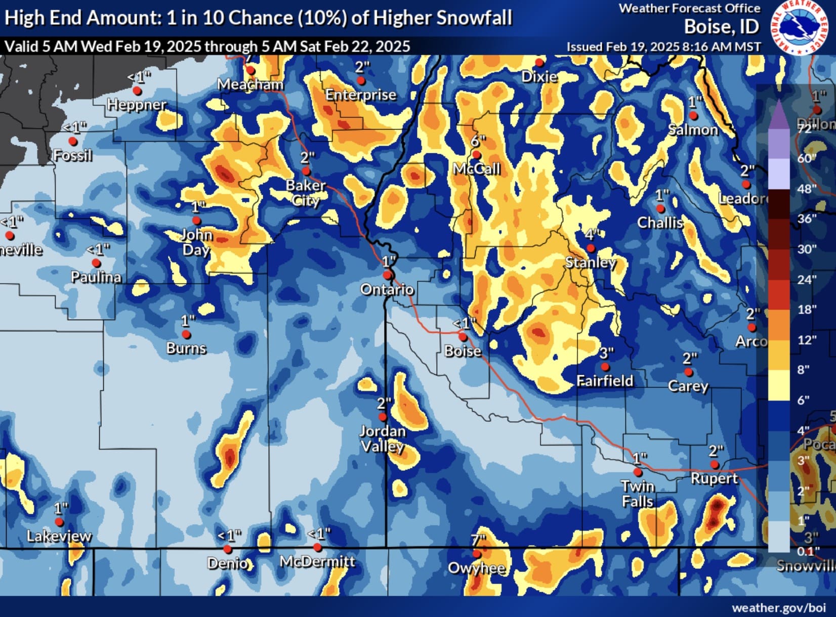 Idaho's high end amount forecast.