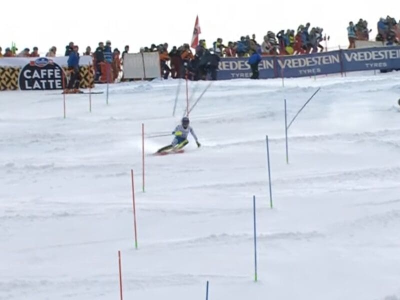 Mikaela Shiffrin races at the World Alpine Skiing Championships.