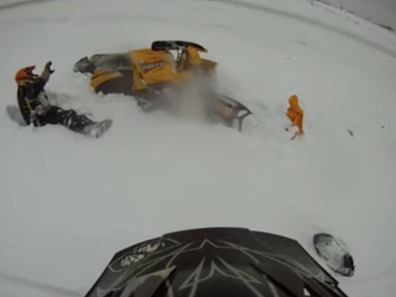 Snowmobile crash at 90+mph.