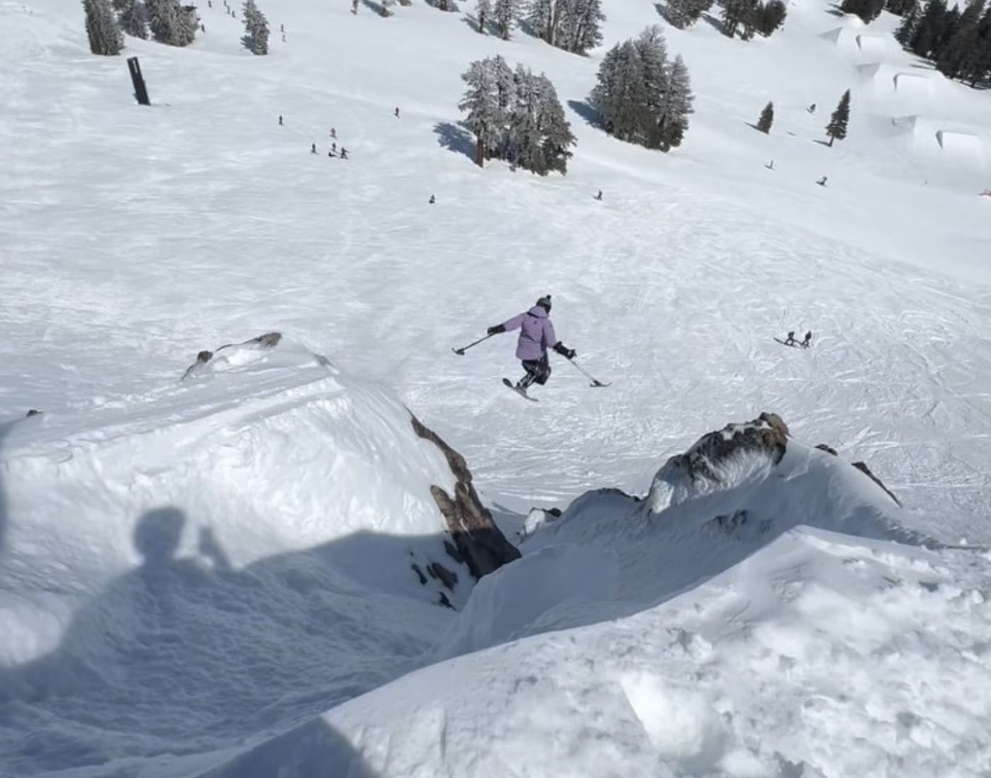Sit-Skier Sends Massive Cliff @ Palisades Tahoe