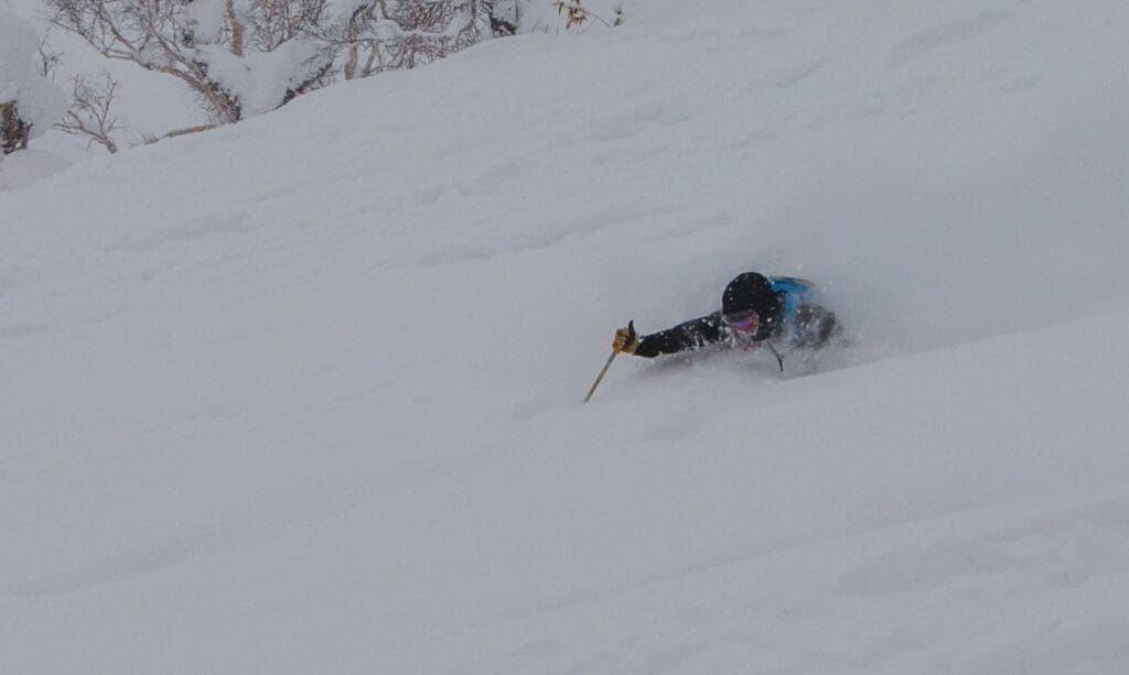 skier in deep powder snow