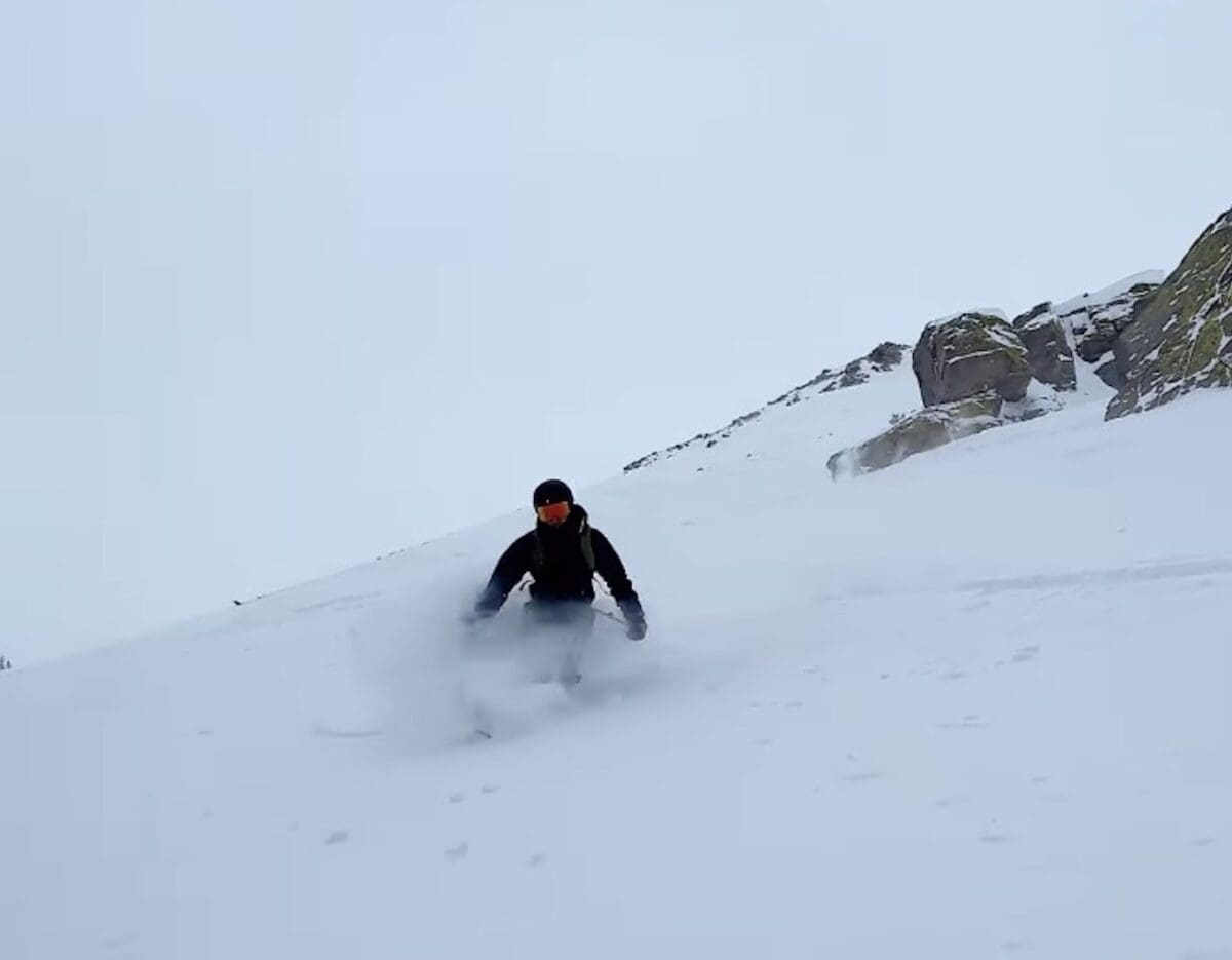 Powder skiing at Mammoth Mountain.