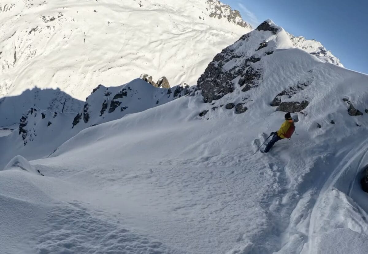 Max Hitzig skis with his dad.