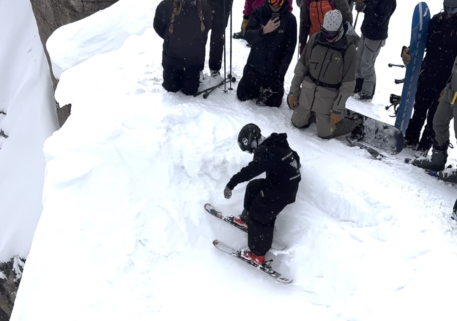 Little Kid On Mini-Skis Drops Into Corbet’s Couloir at Jackson Hole