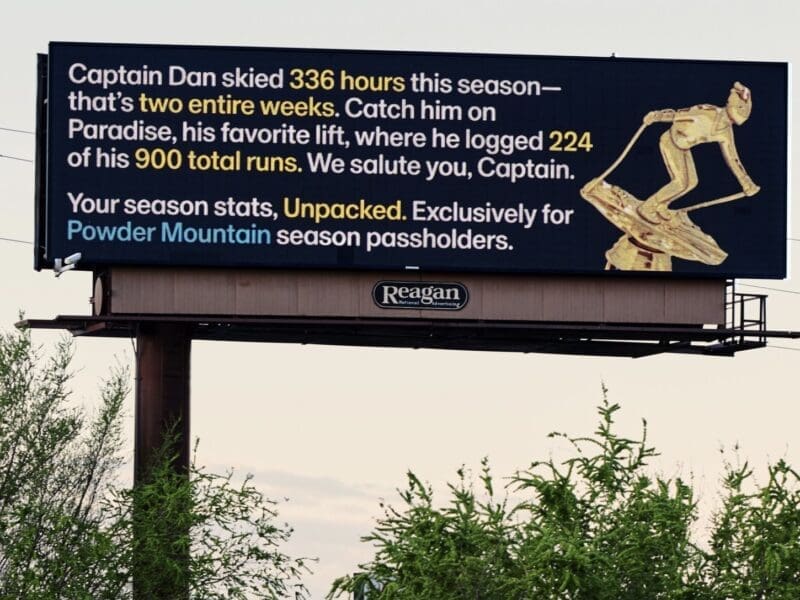 Powder Mountain skier's stats honored with billboard.