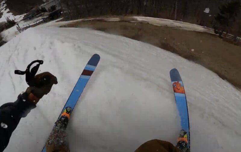 Spring skier ends up in the dirt.