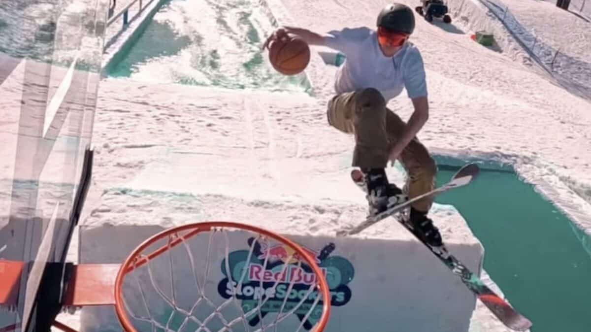 Pond skim basketball dunk.