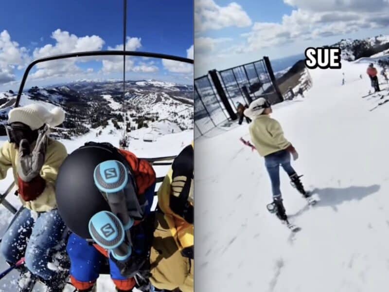 Skier loses her cool at Kirkwood snowball fight tradition.