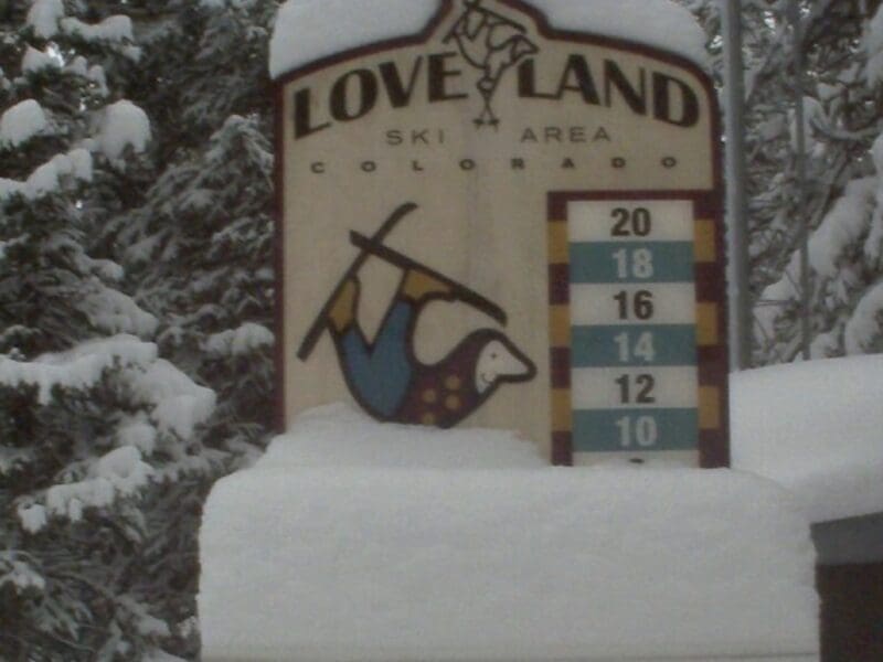 Loveland Ski Area snow stake @ 11:55am on April 1.