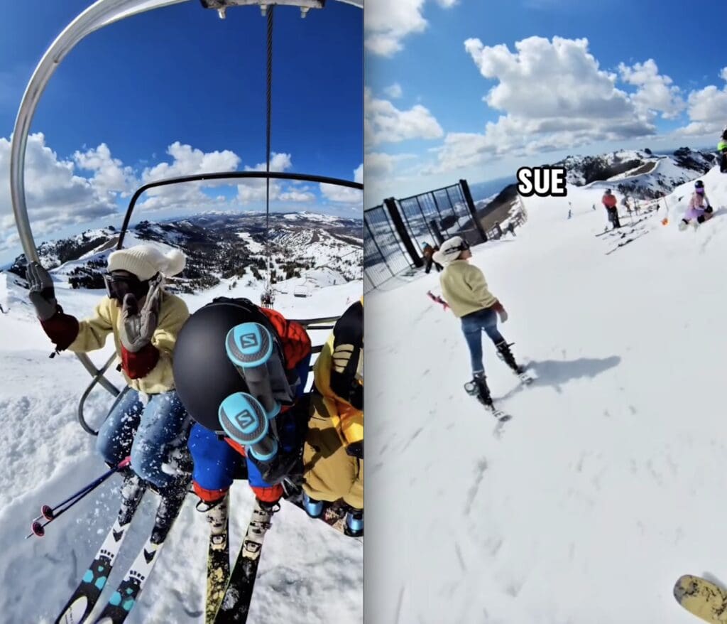 Skier loses her cool at Kirkwood snowball fight tradition.