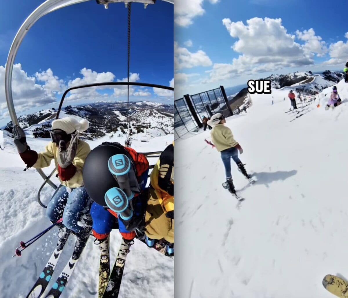 Skier loses her cool at Kirkwood snowball fight tradition.