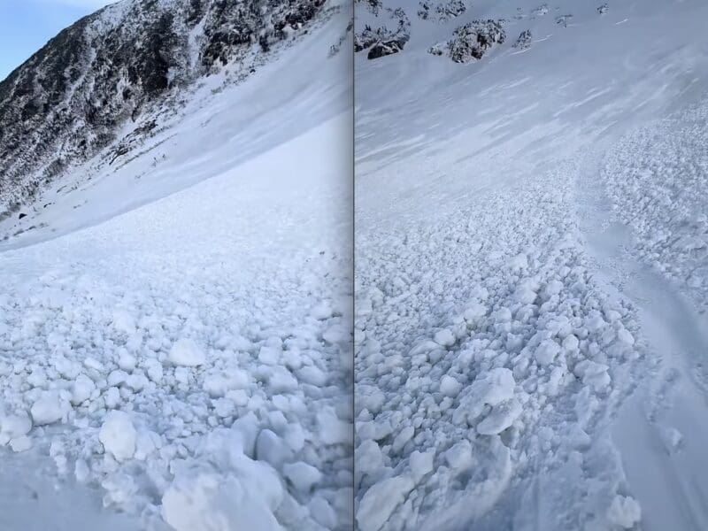 Wet slab avalanche in Tuckerman Ravine.