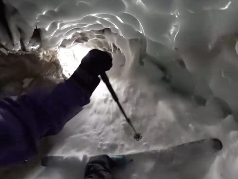 Glacial ice tube skiing